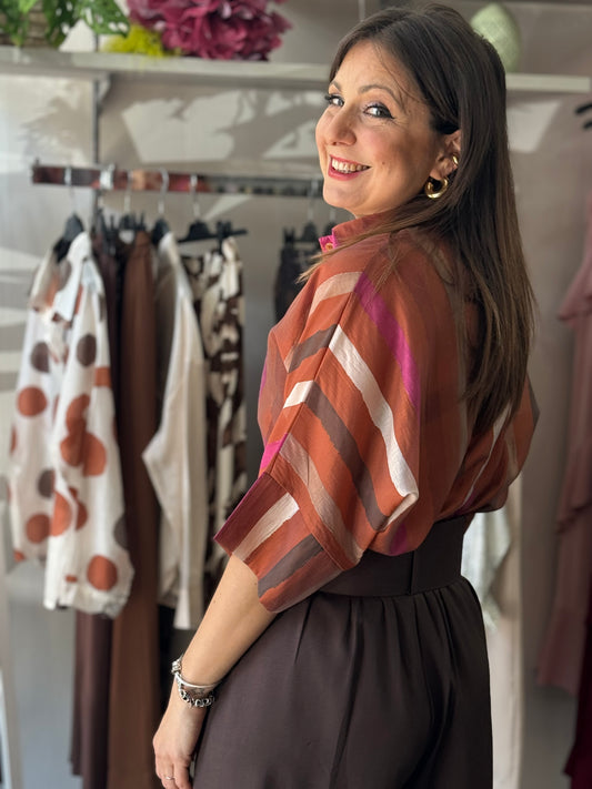 Camicia rigata ruggine