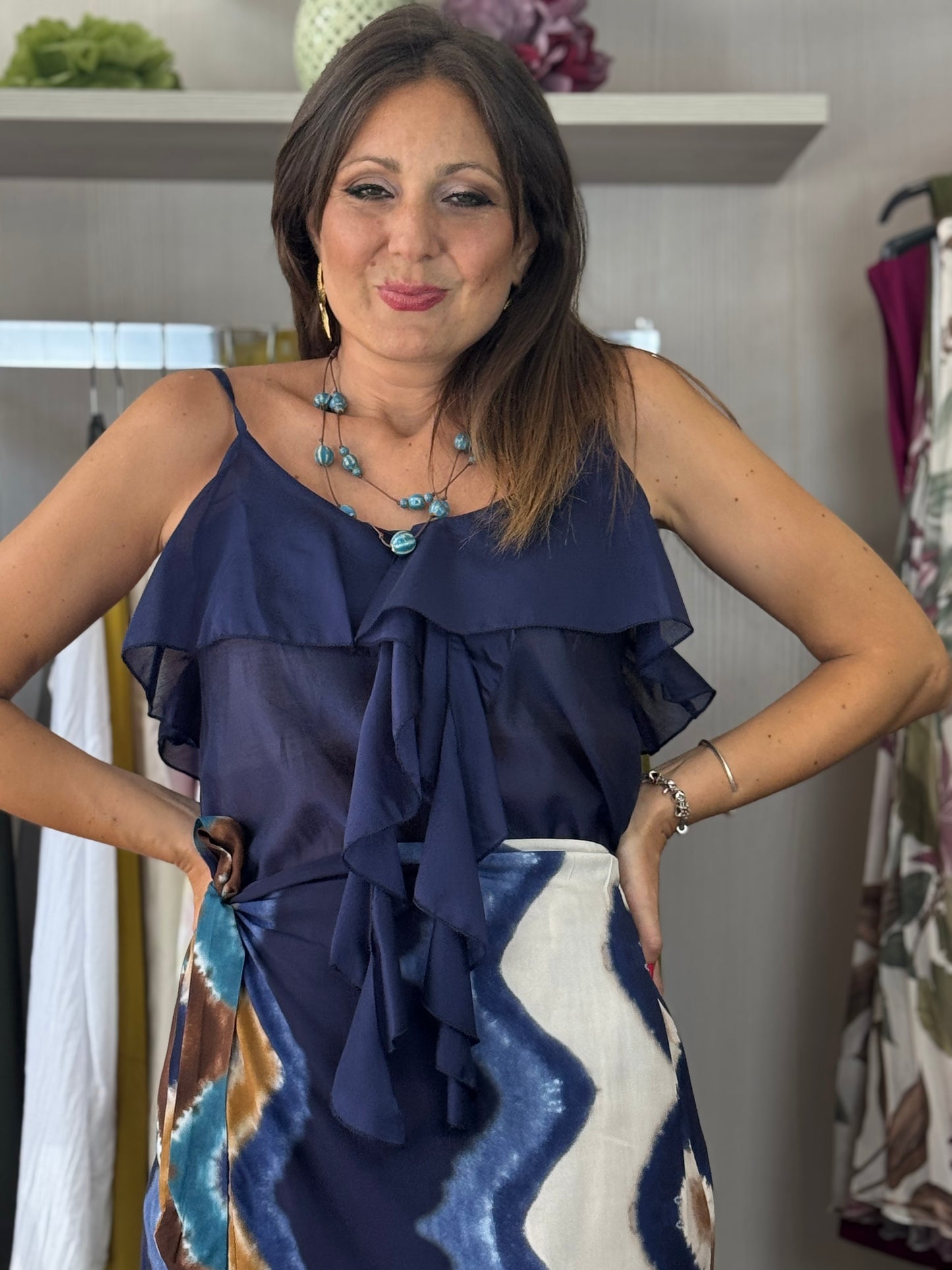 Top voilant blu