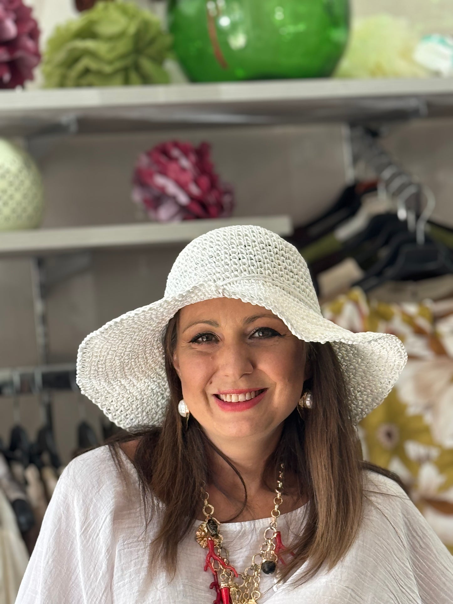Cappello bianco paglia