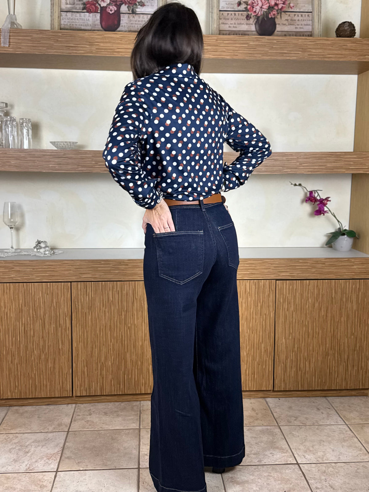 Jeans palazzo impuntura