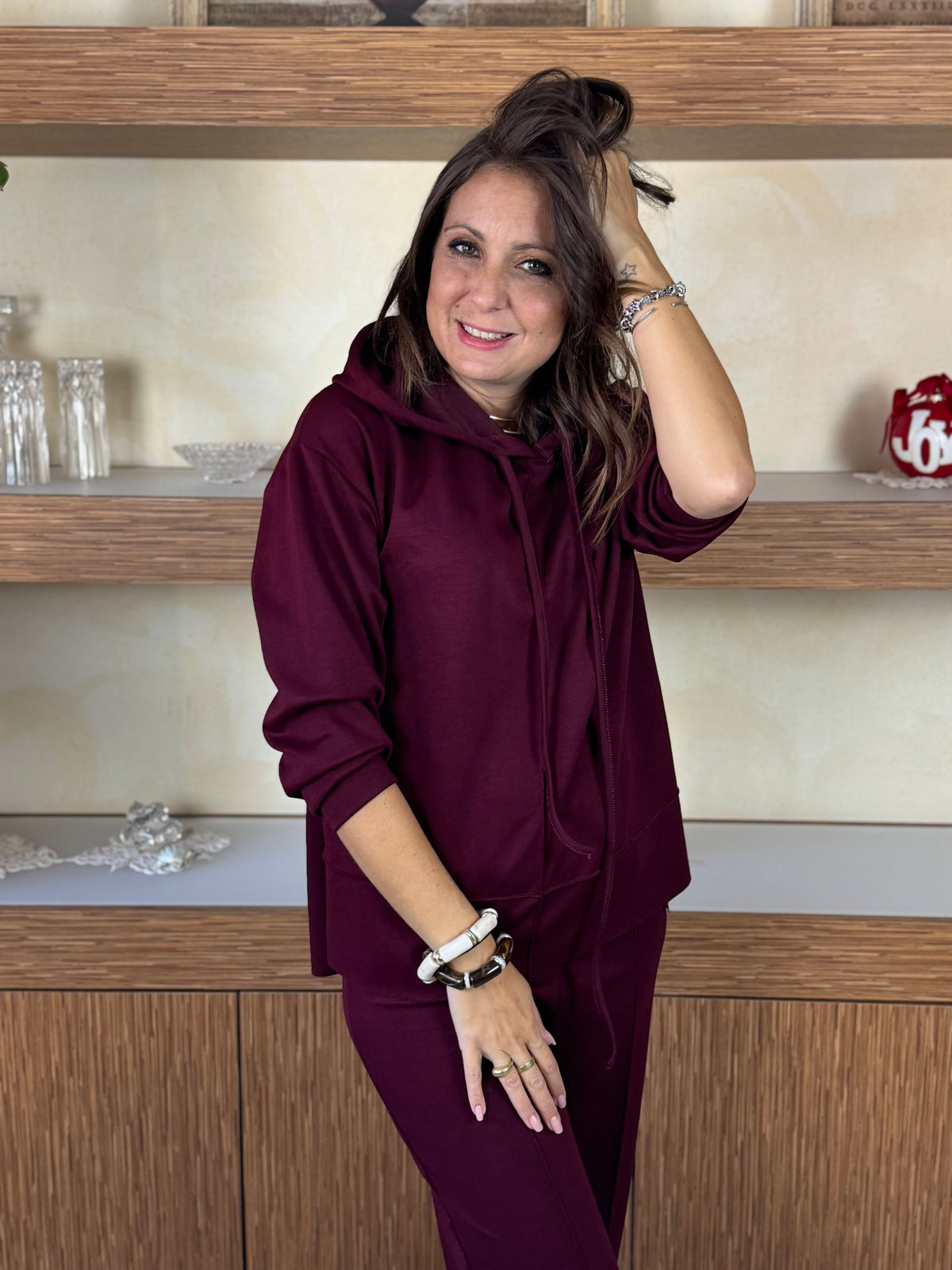 Felpa cappuccio bordeaux