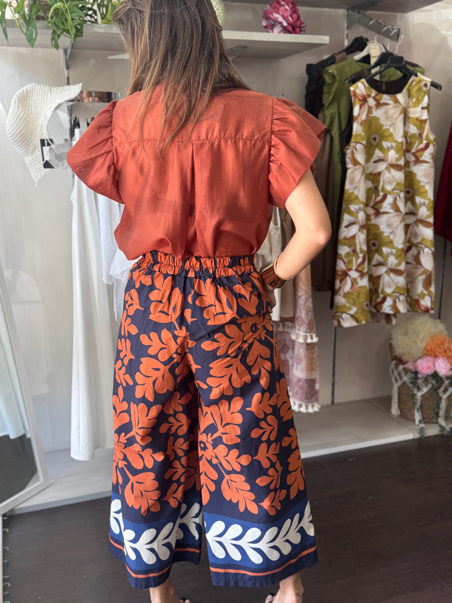 Pantalone ruggine e blu