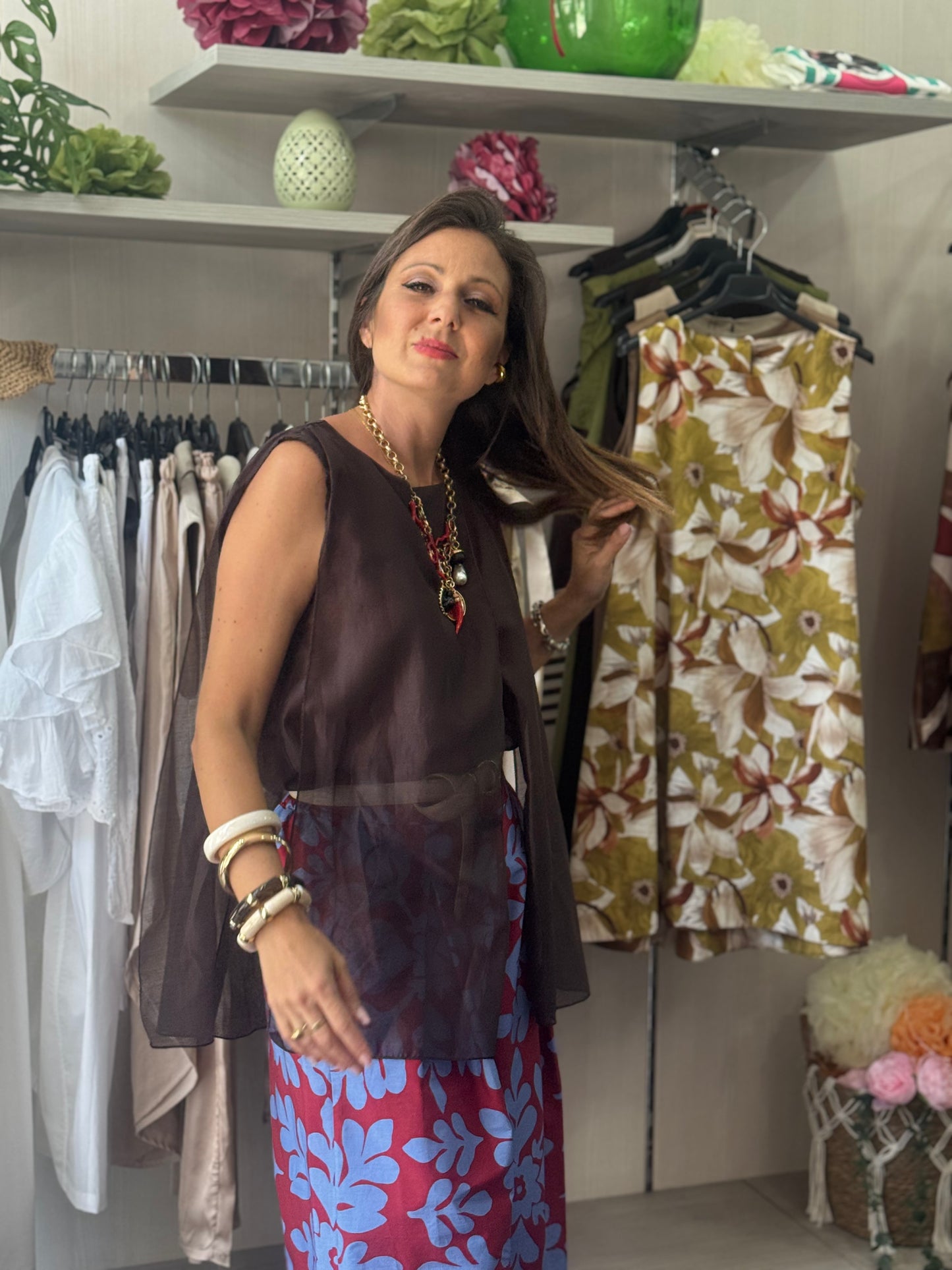 Blusa con davantino velato