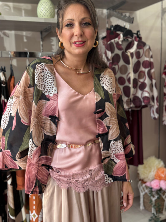 Kimono fantasia nero bordeaux