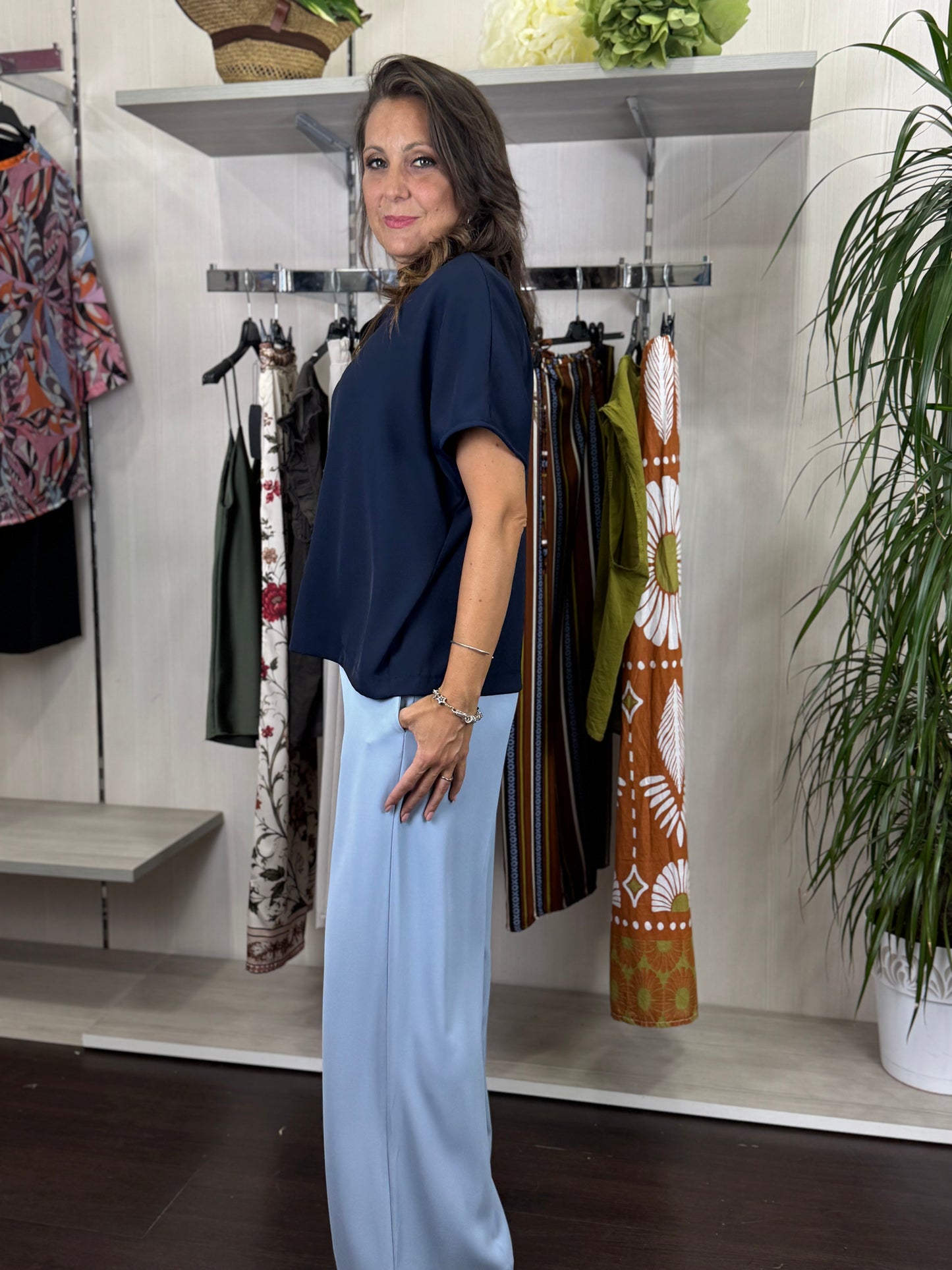 Blusa blu a V