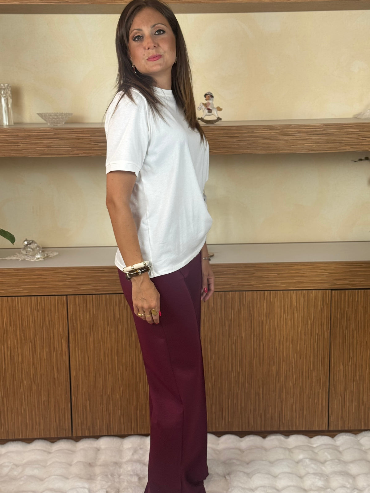 Pantalone viscosa bordeaux