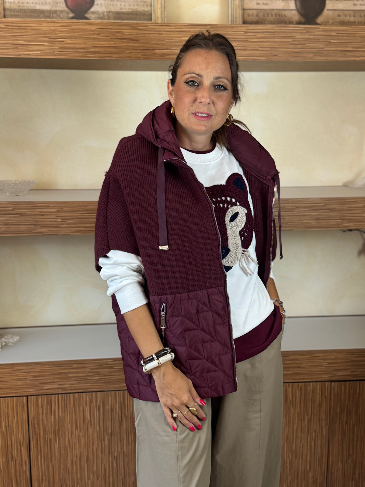 Gilet trapunta bordeaux