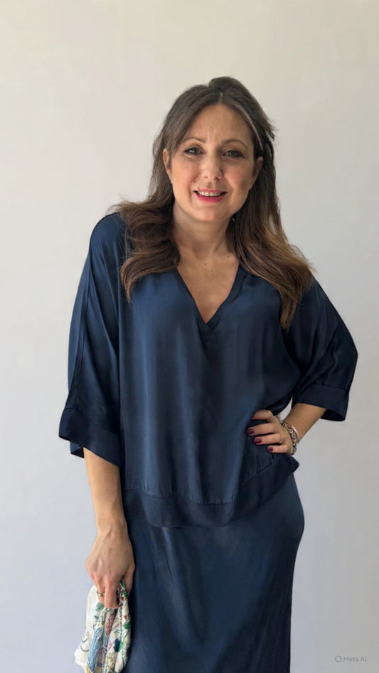 Blusa viscosa blu