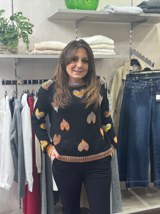 Maglioncino cuori neri