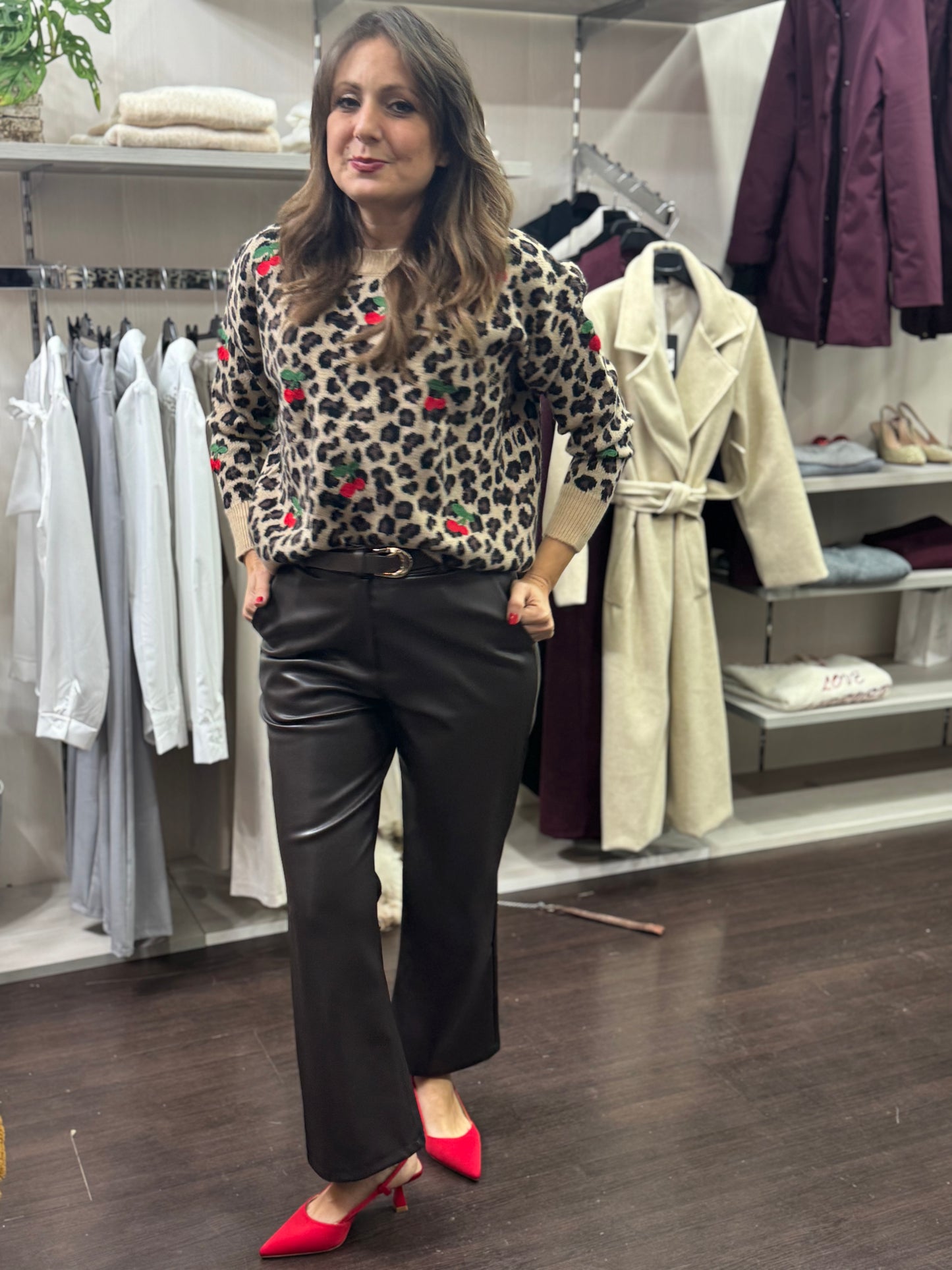 Pantalone pelle cioccolato