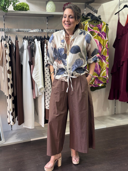 Pantalone cropped cioccolato