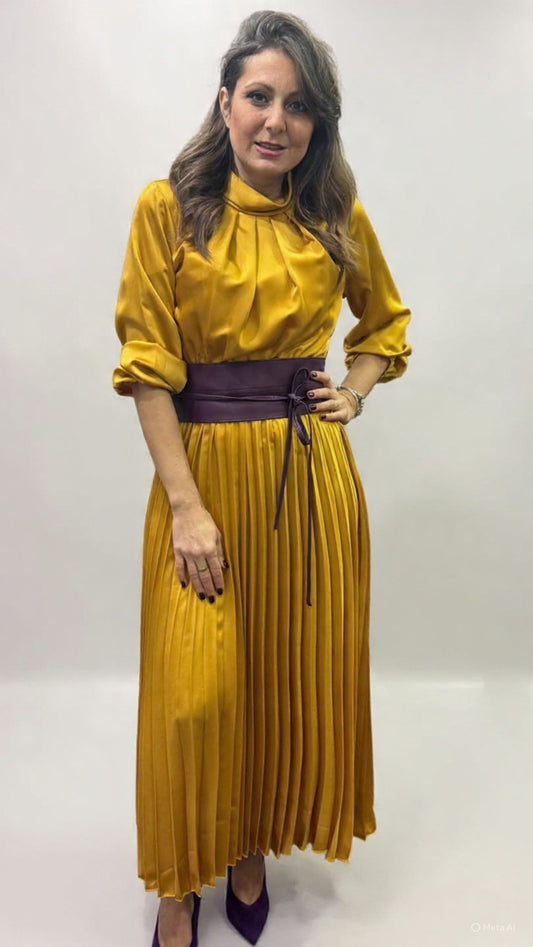 Abito senape plissettato