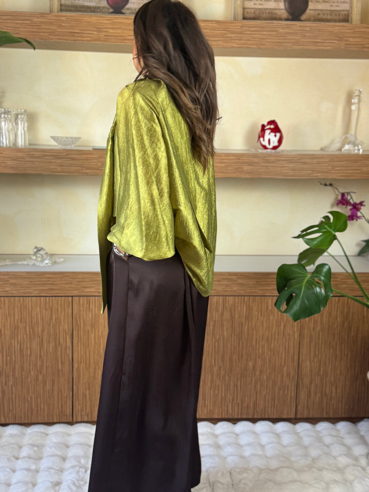 Pantalone satin cioccolato