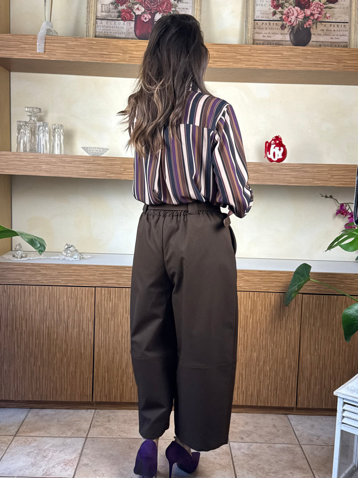 Pantalone con piegone cropped
