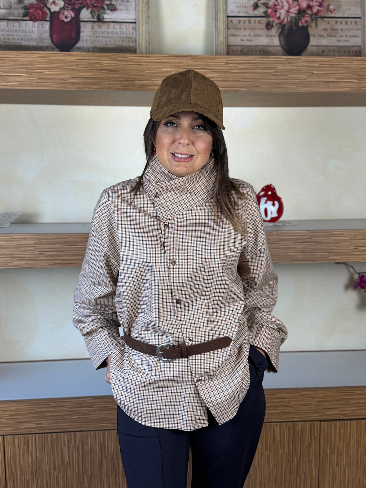 Camicia check beige