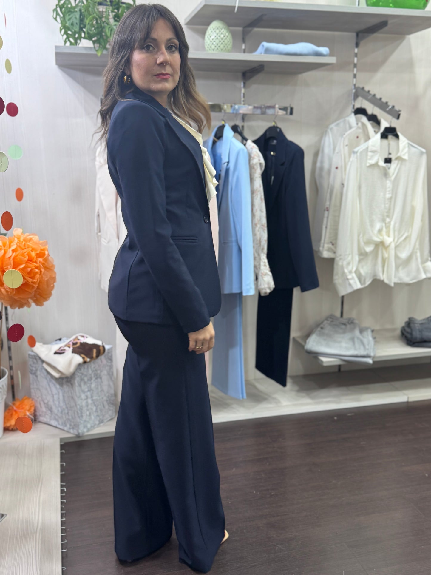 Tailleur palazzo blu
