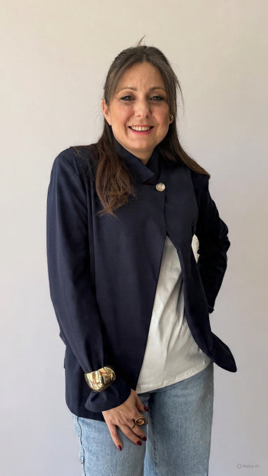 Blazer blu bottone coreano