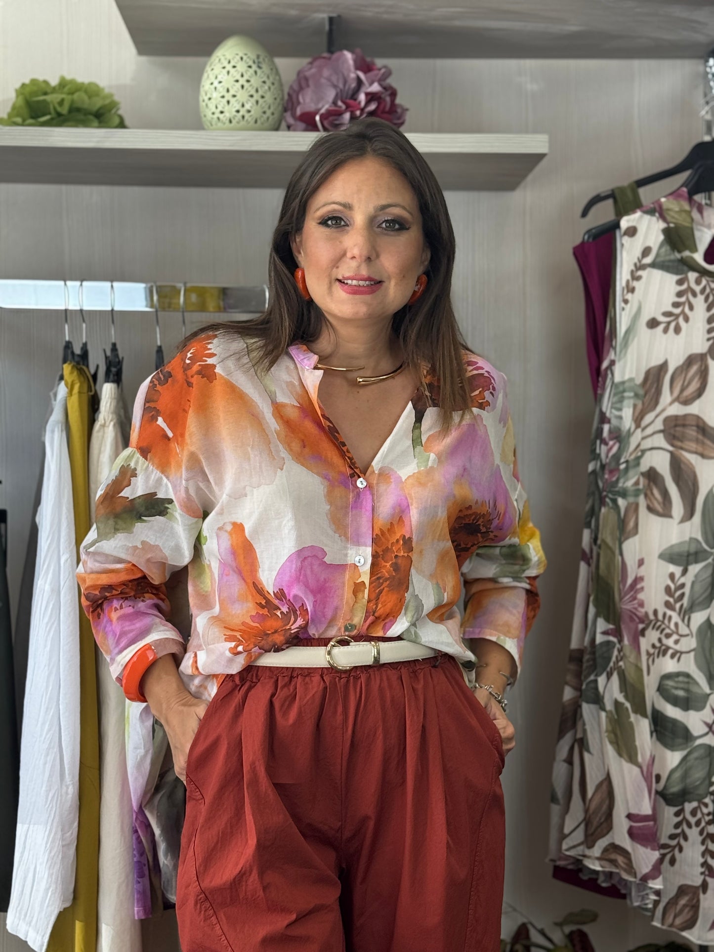 Camicia dipinto arancio