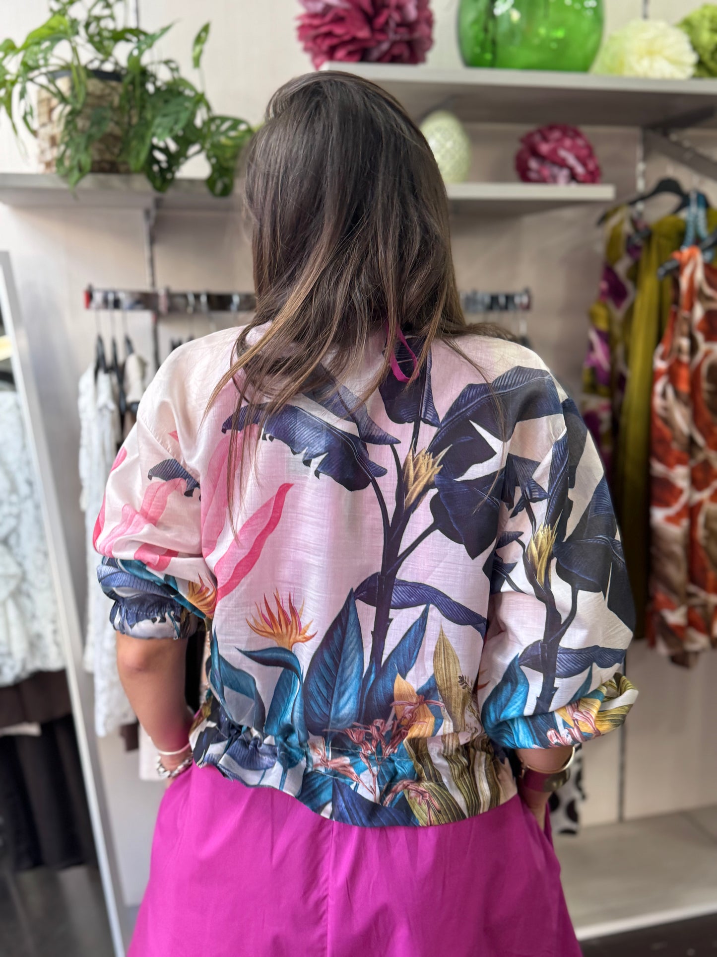 Camicia zip fantasia ciclamino