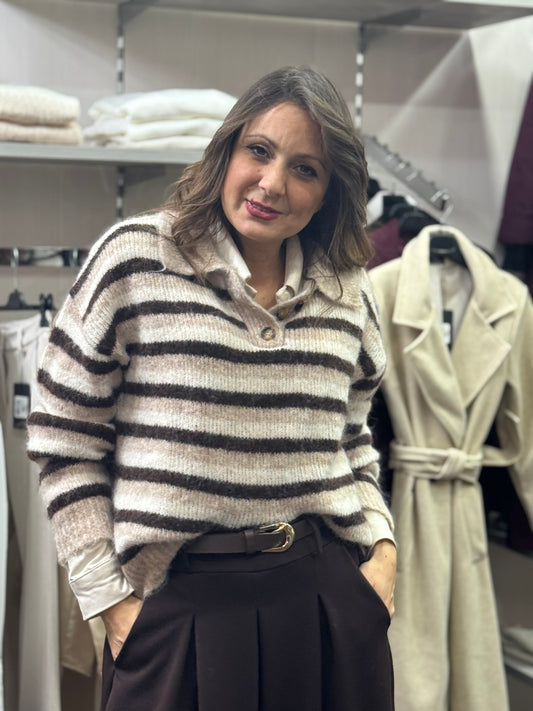 Maglioncino Polo righe cioccolato