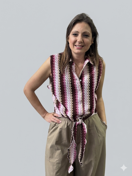 Camicia smanicata multicolor