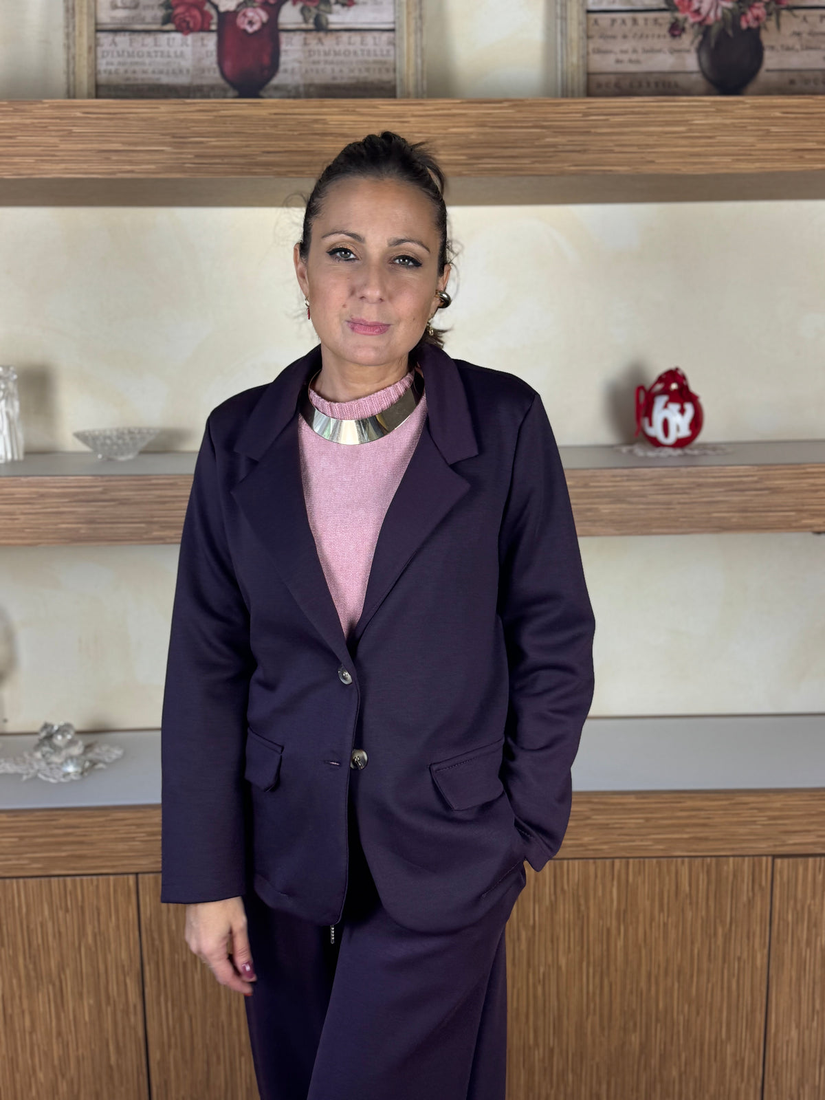 Blazer melanzana misto viscosa