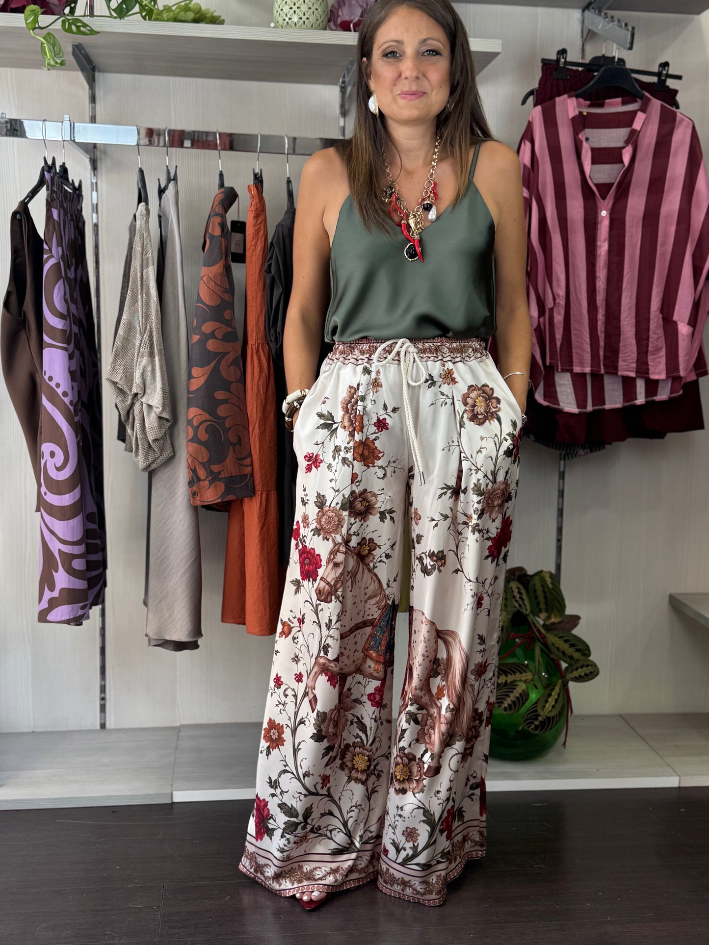 Pantalone fantasia cavallo