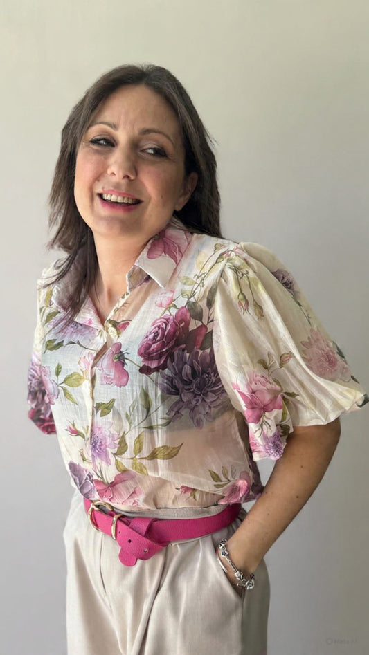 Camicia fiori manica corta