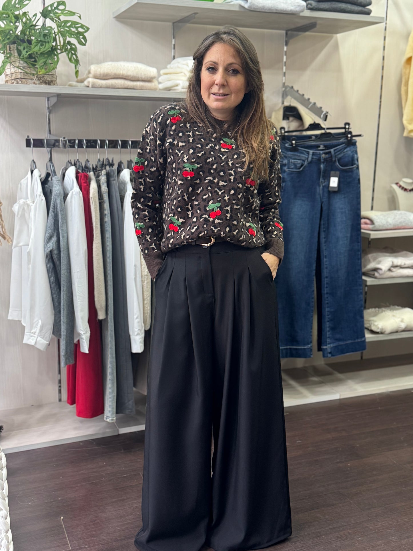 Maglioncino animalier ciliegie moro