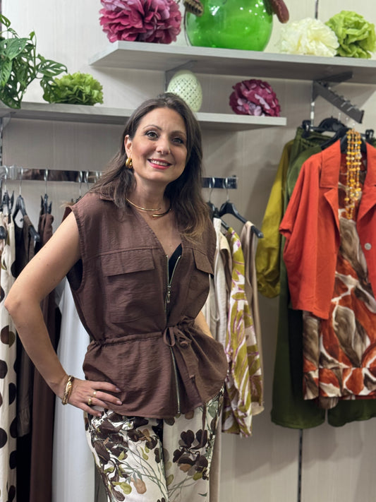 Gilet cioccolato con zip