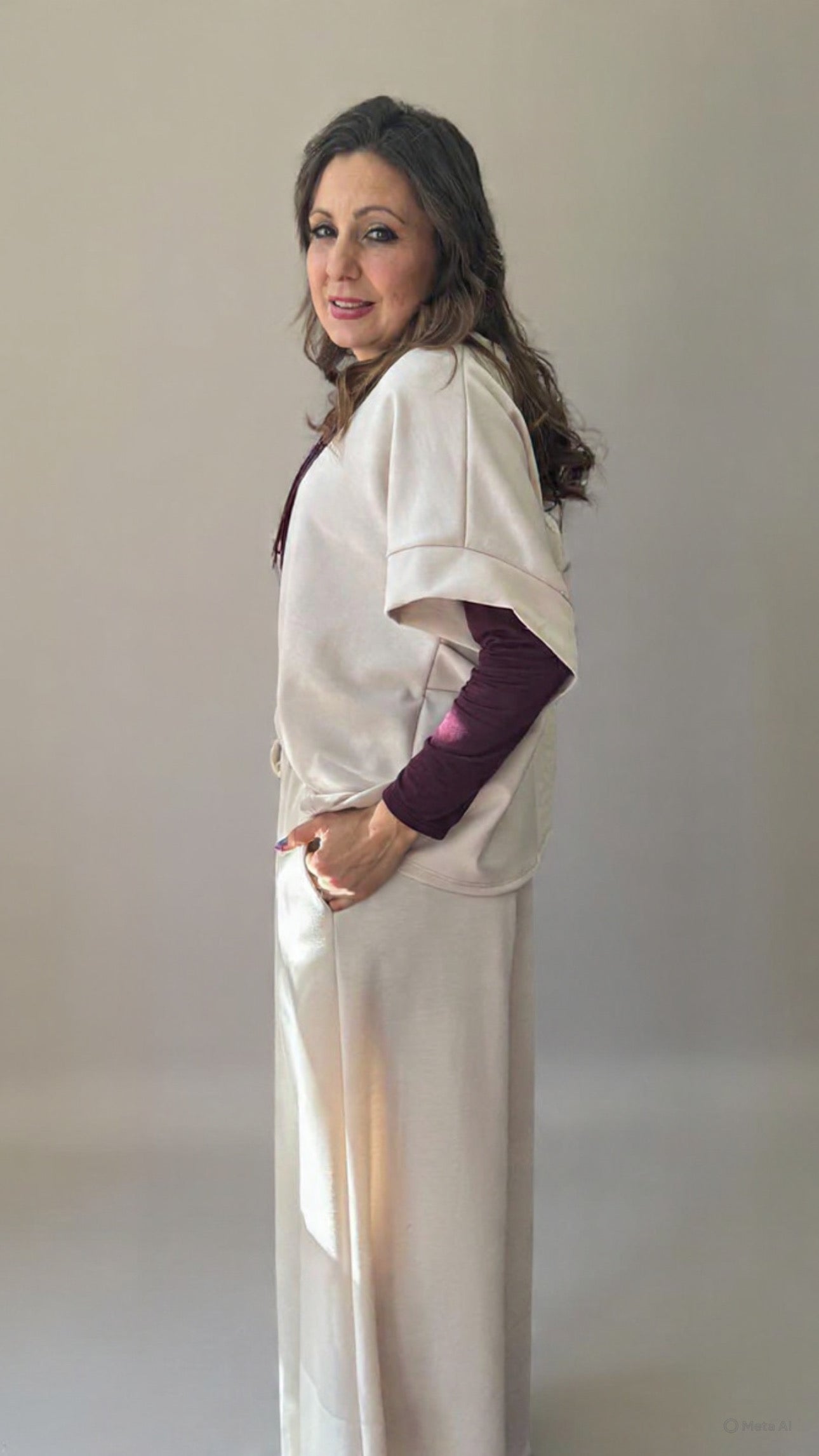 Gilet panna misto viscosa