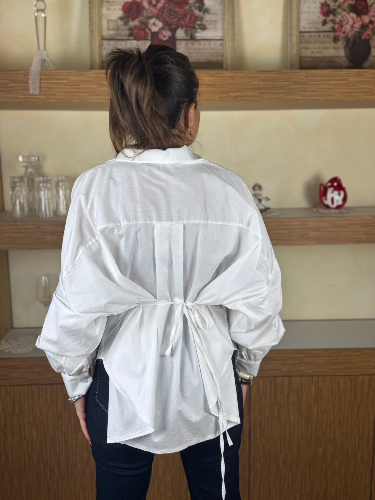 Blusa scollo a V bianca