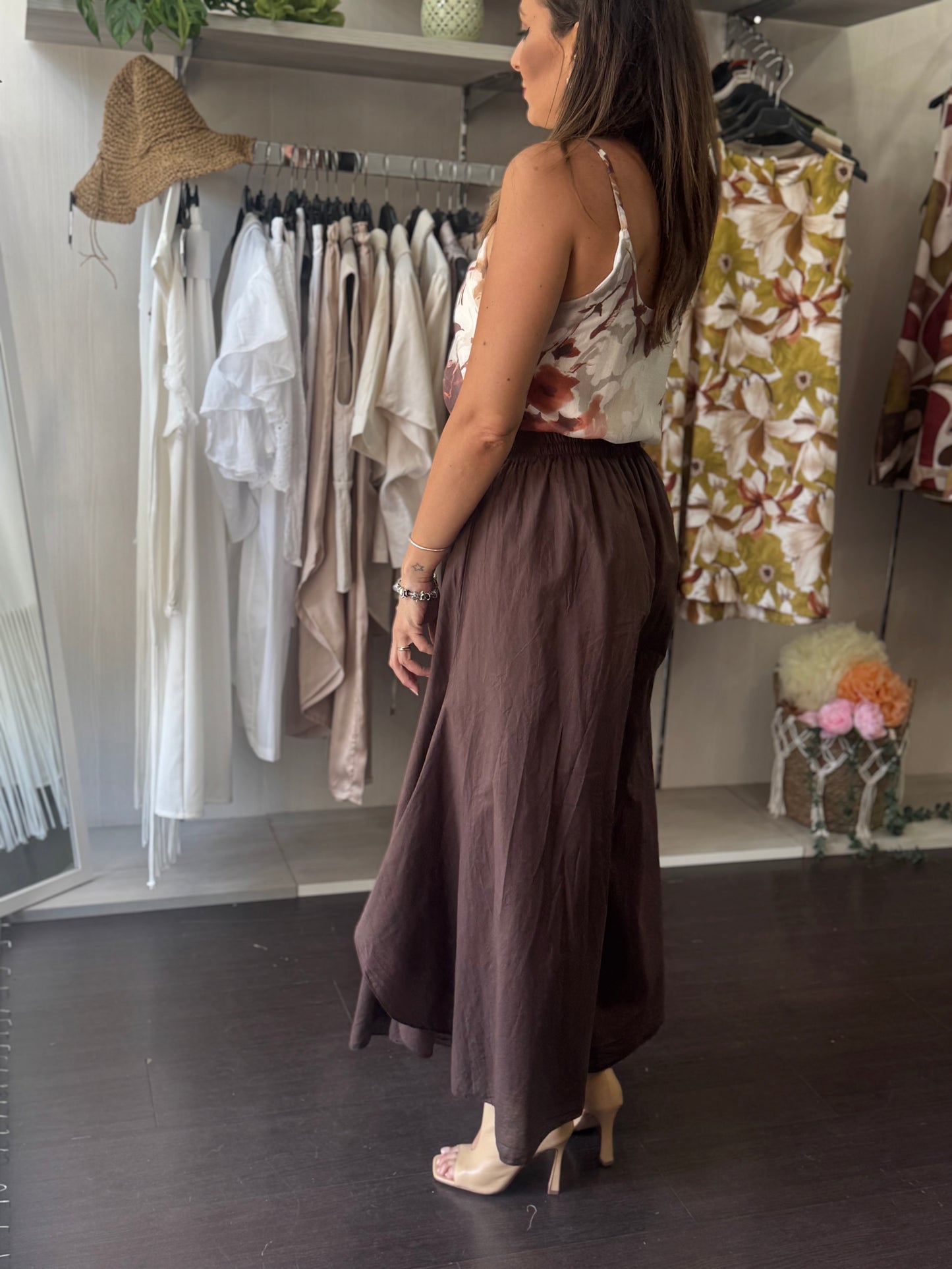 Pantalone cioccolato in mussola