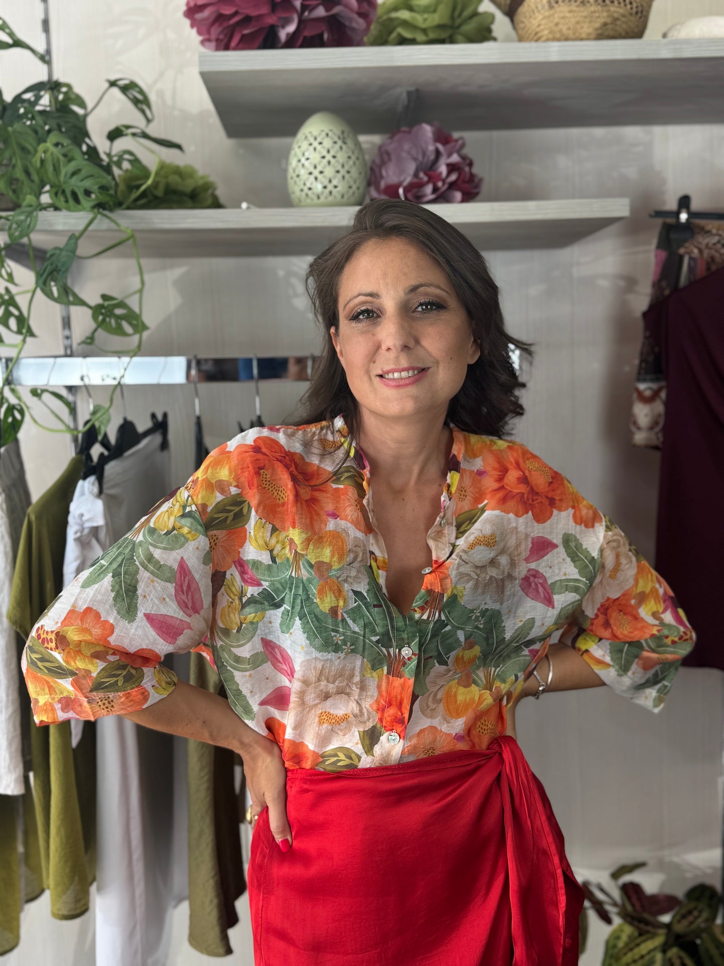 Camicia fantasia arancio