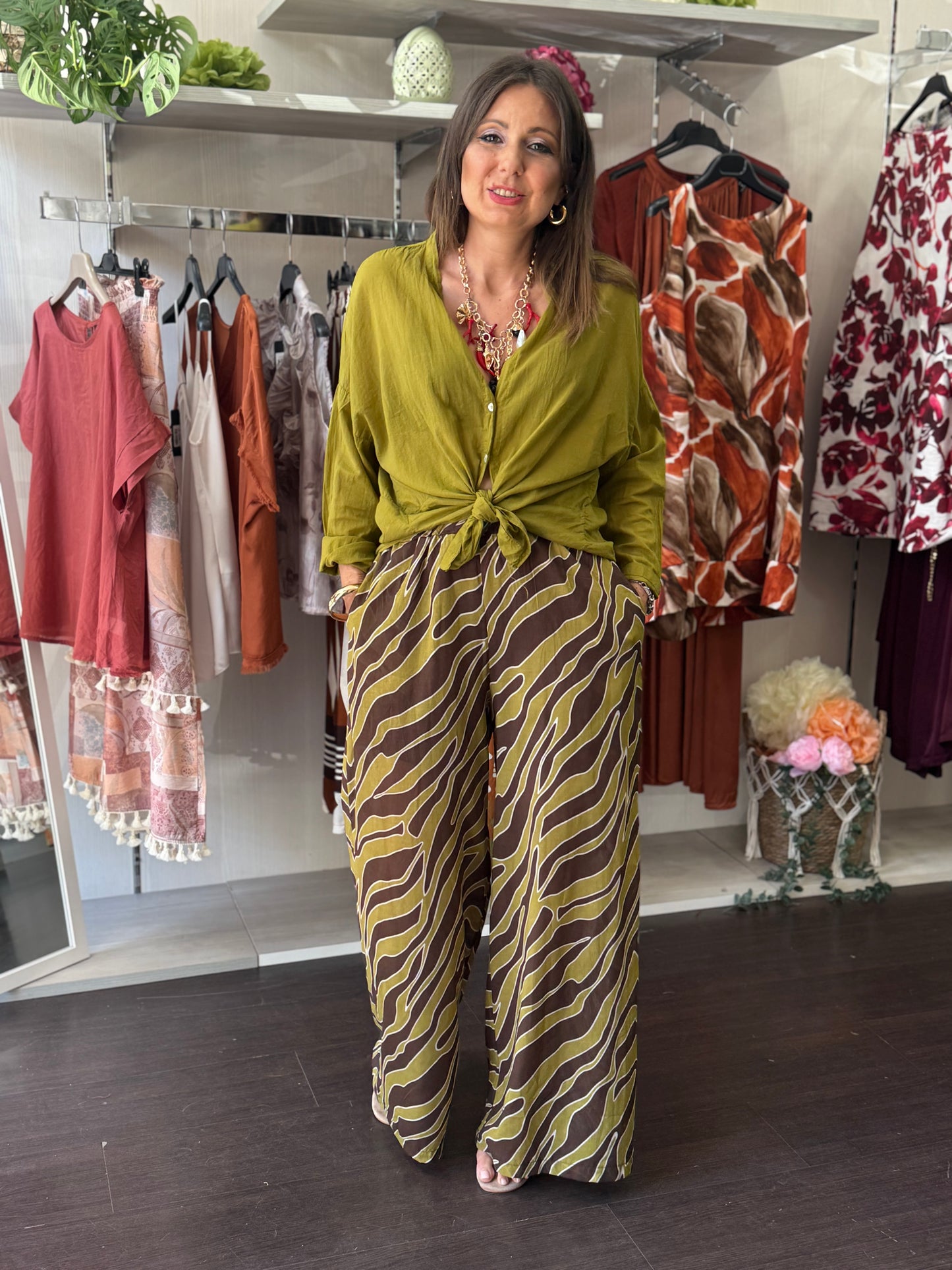 Pantalone olio marrone