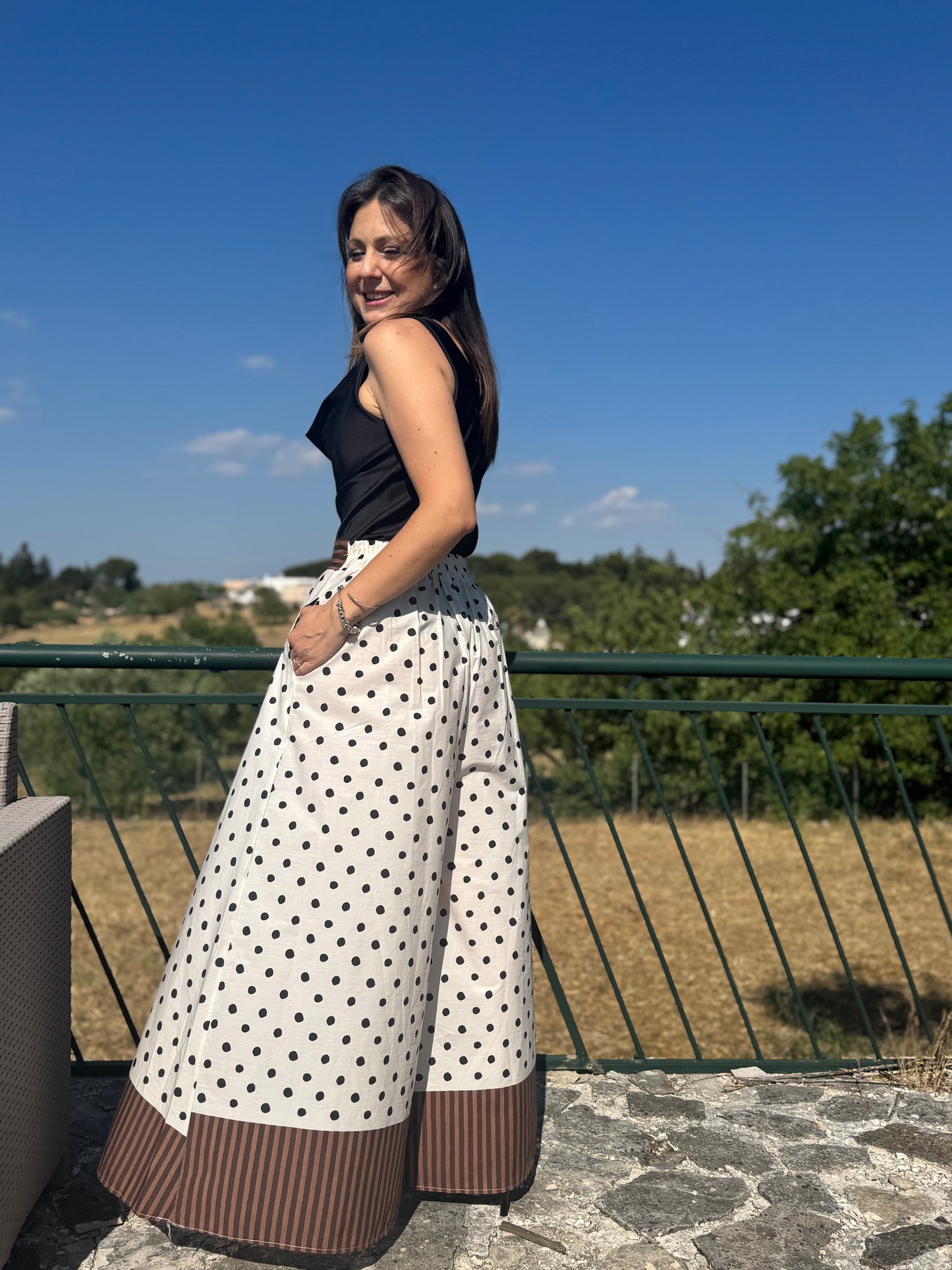 pantalone ampio pois e righe