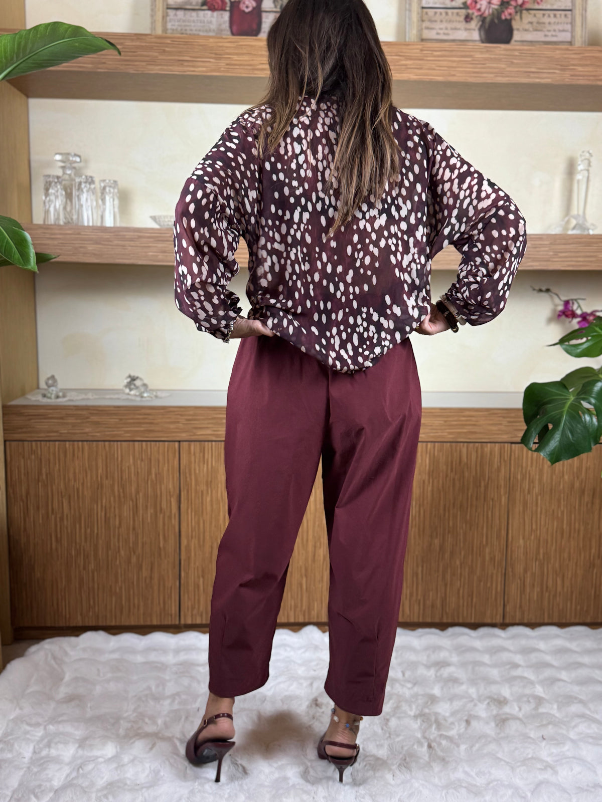 Pantalone bordeaux cropped