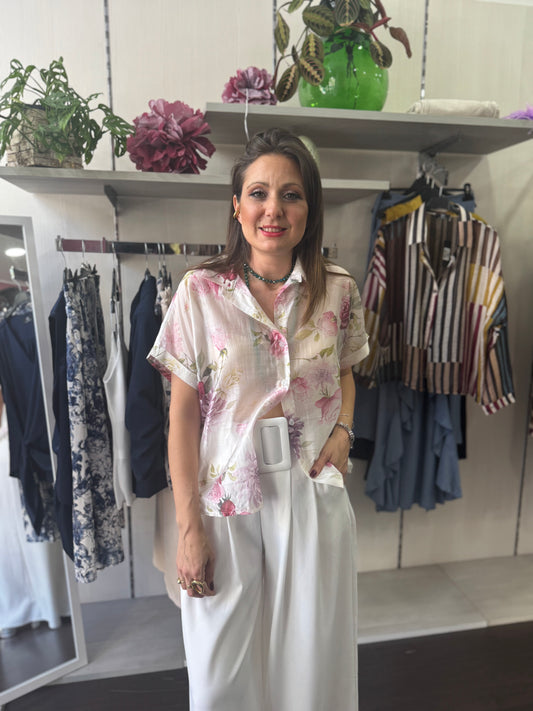 Camicia fiori lilla