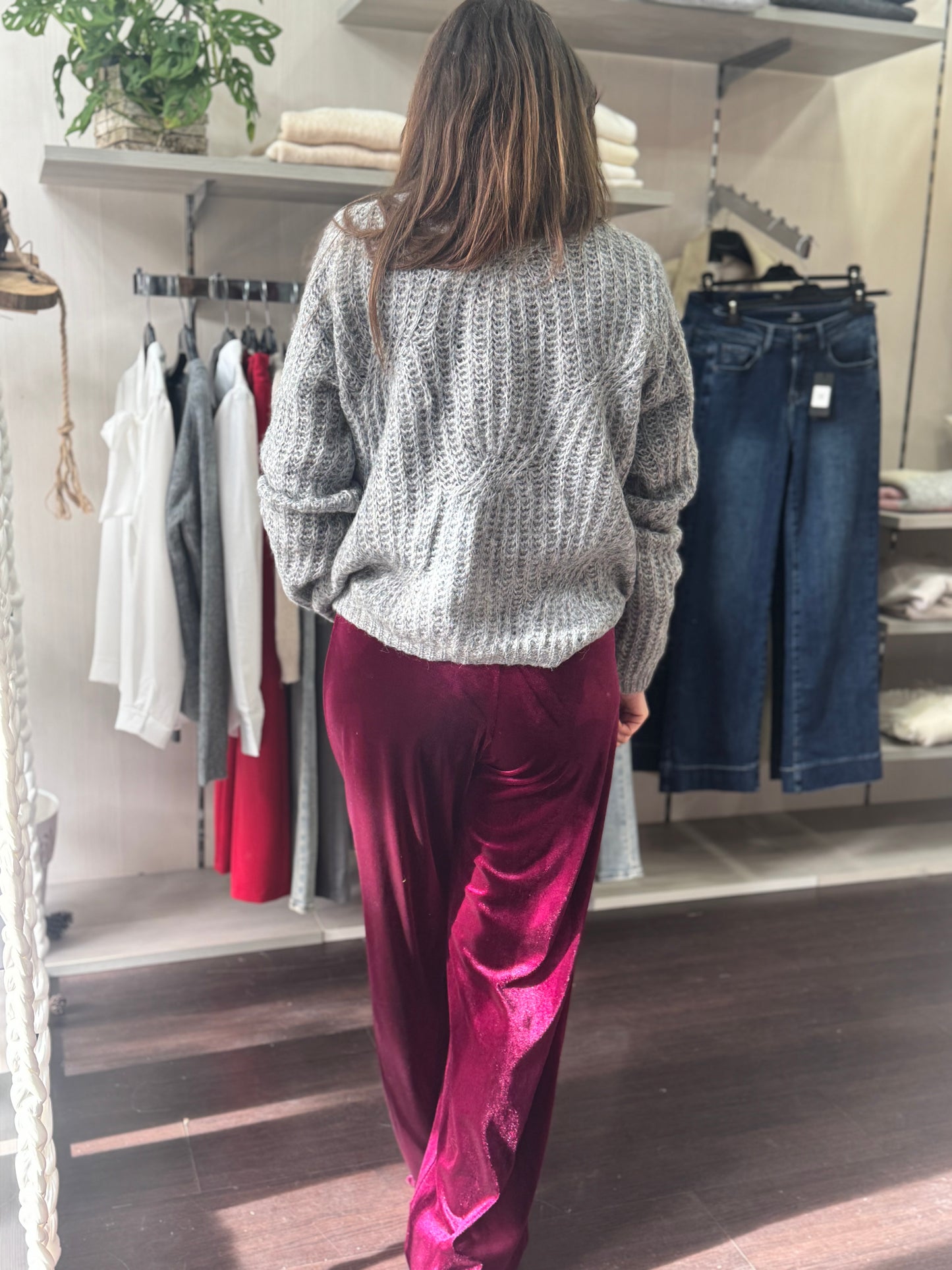 Pantalone velluto bordeaux