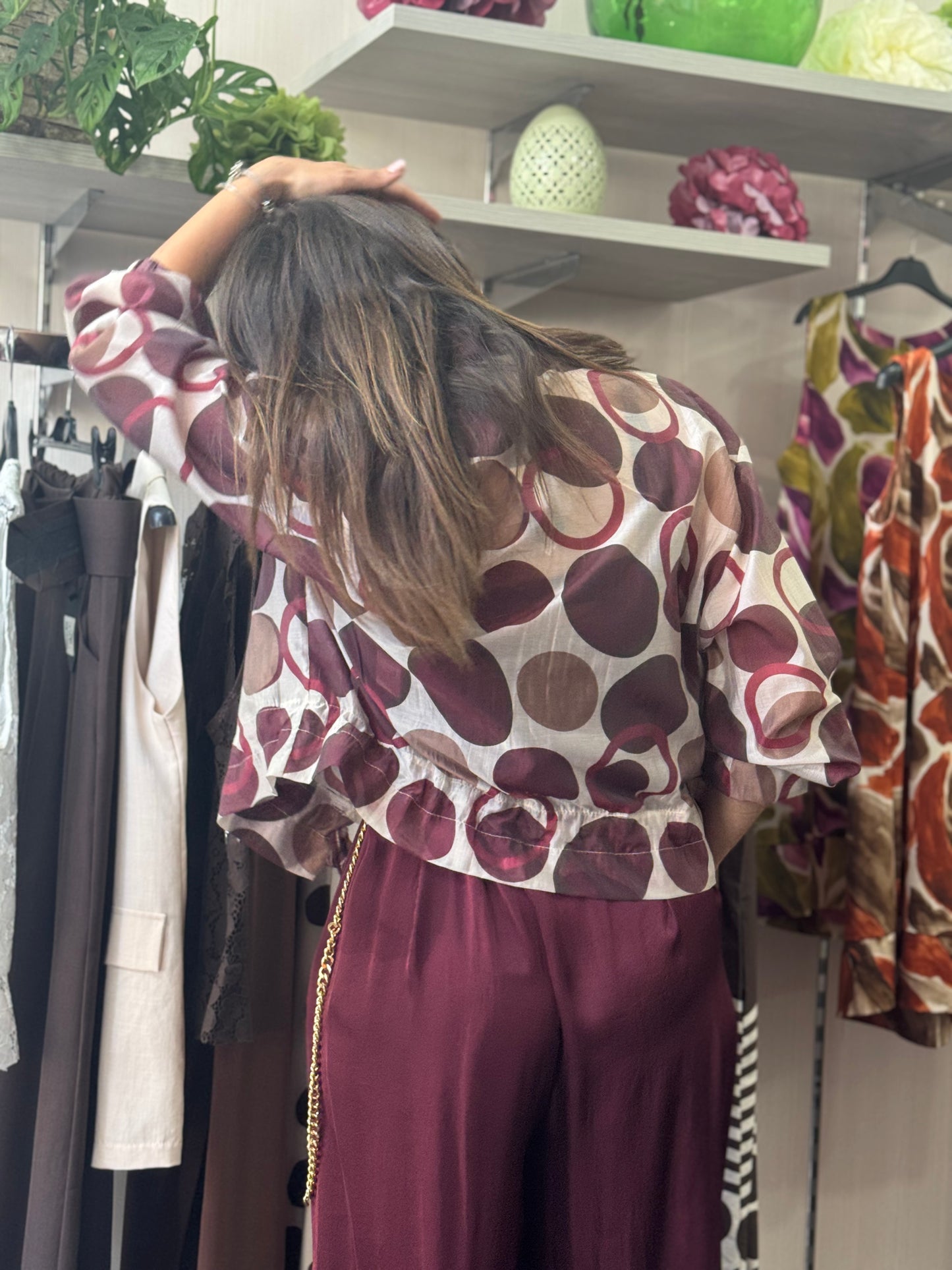 Camicia zip fantasia bordeaux