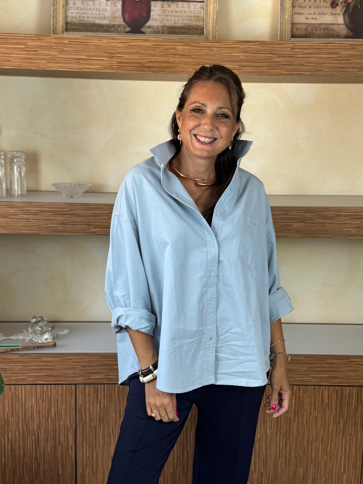 Camicia doppio cotone celeste