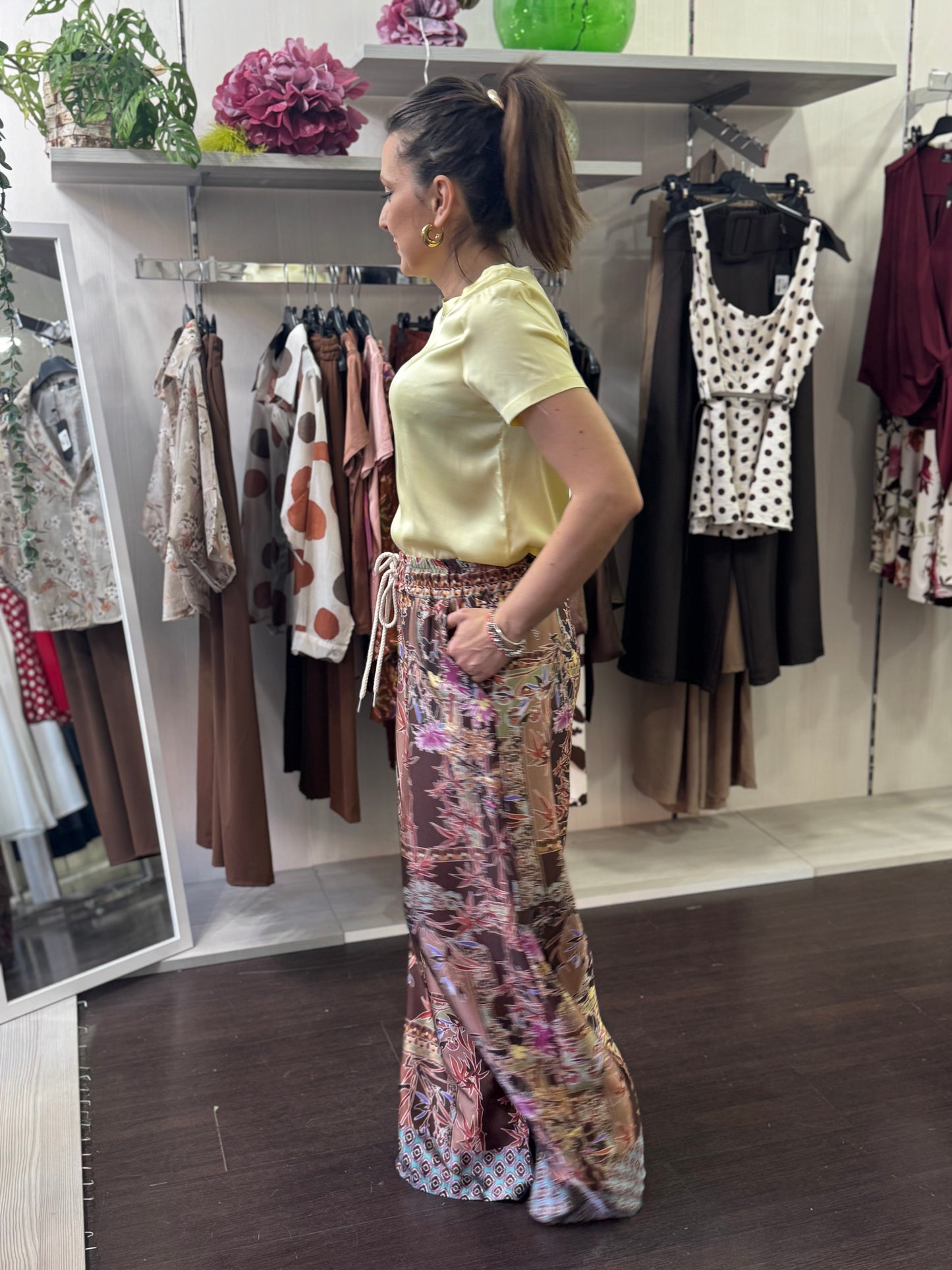 T-shirt gialla viscosa
