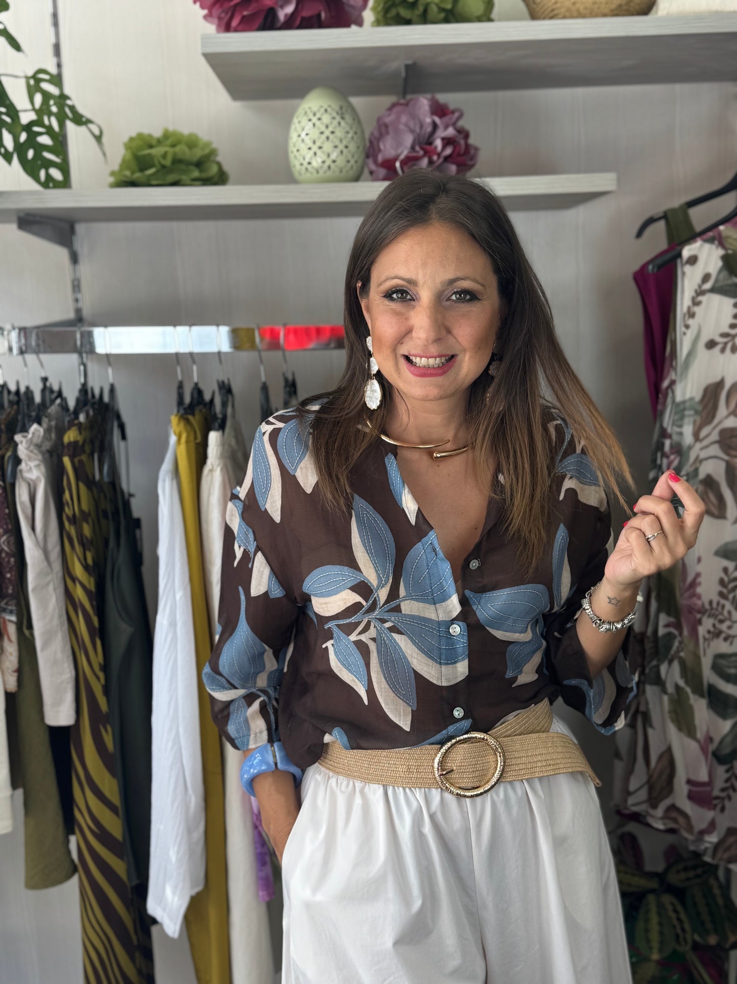 Camicia celeste cioccolato