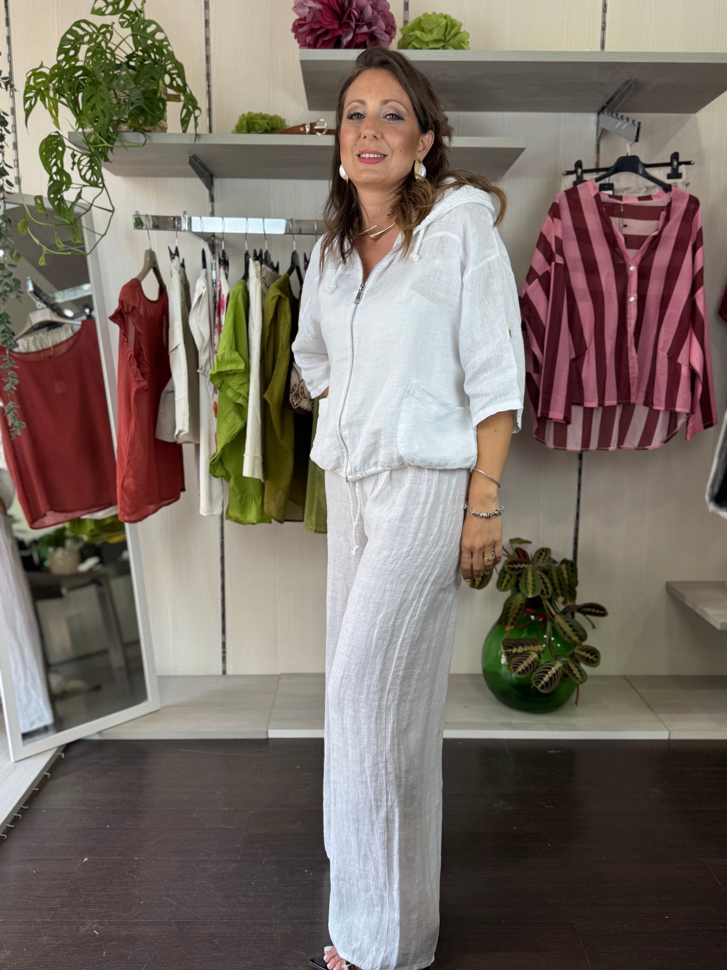 Pantalone lino bianco