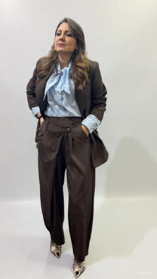 Pantalone cioccolato doppio bottone