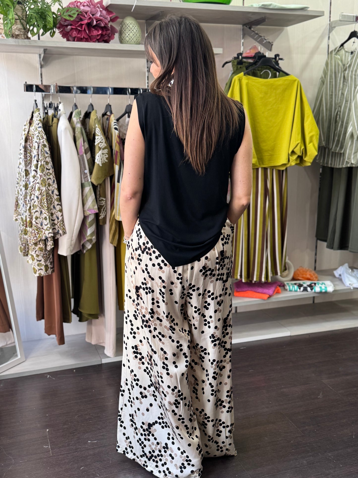 Pantalone pois nero e fango