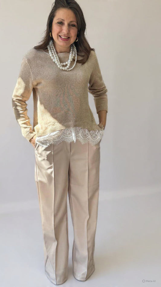 Pantalone ecopelle burro