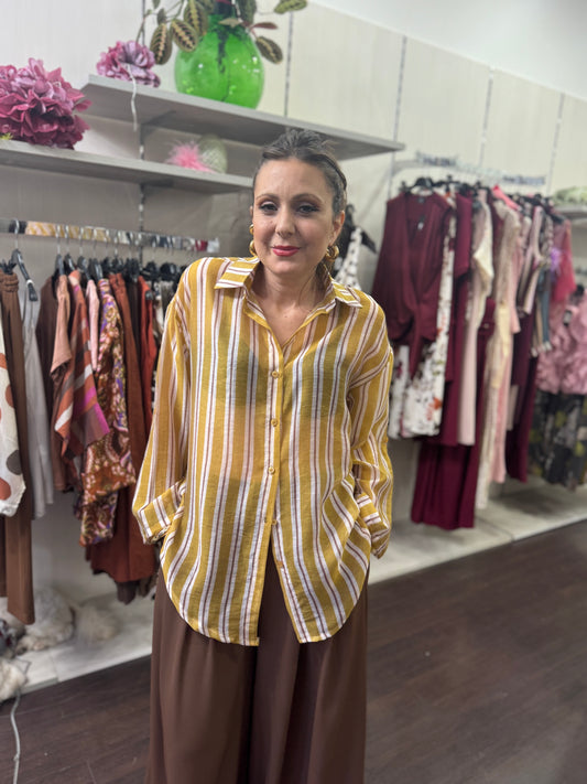 Camicia righe giallo cioccolato