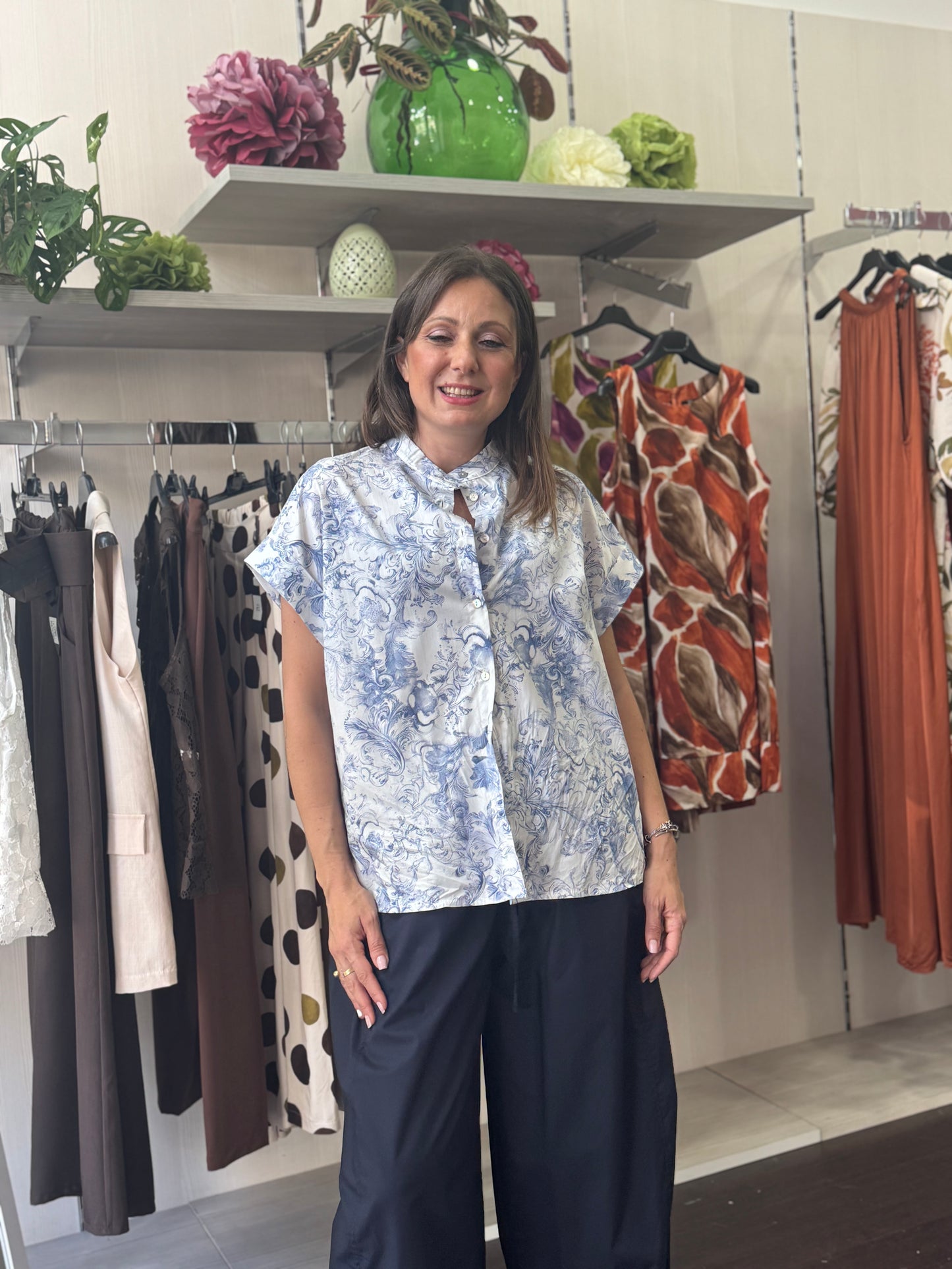 Camicia fantasia blu