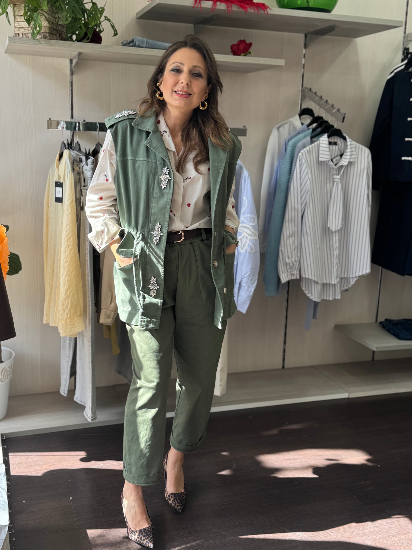 Pantalone verde cotone